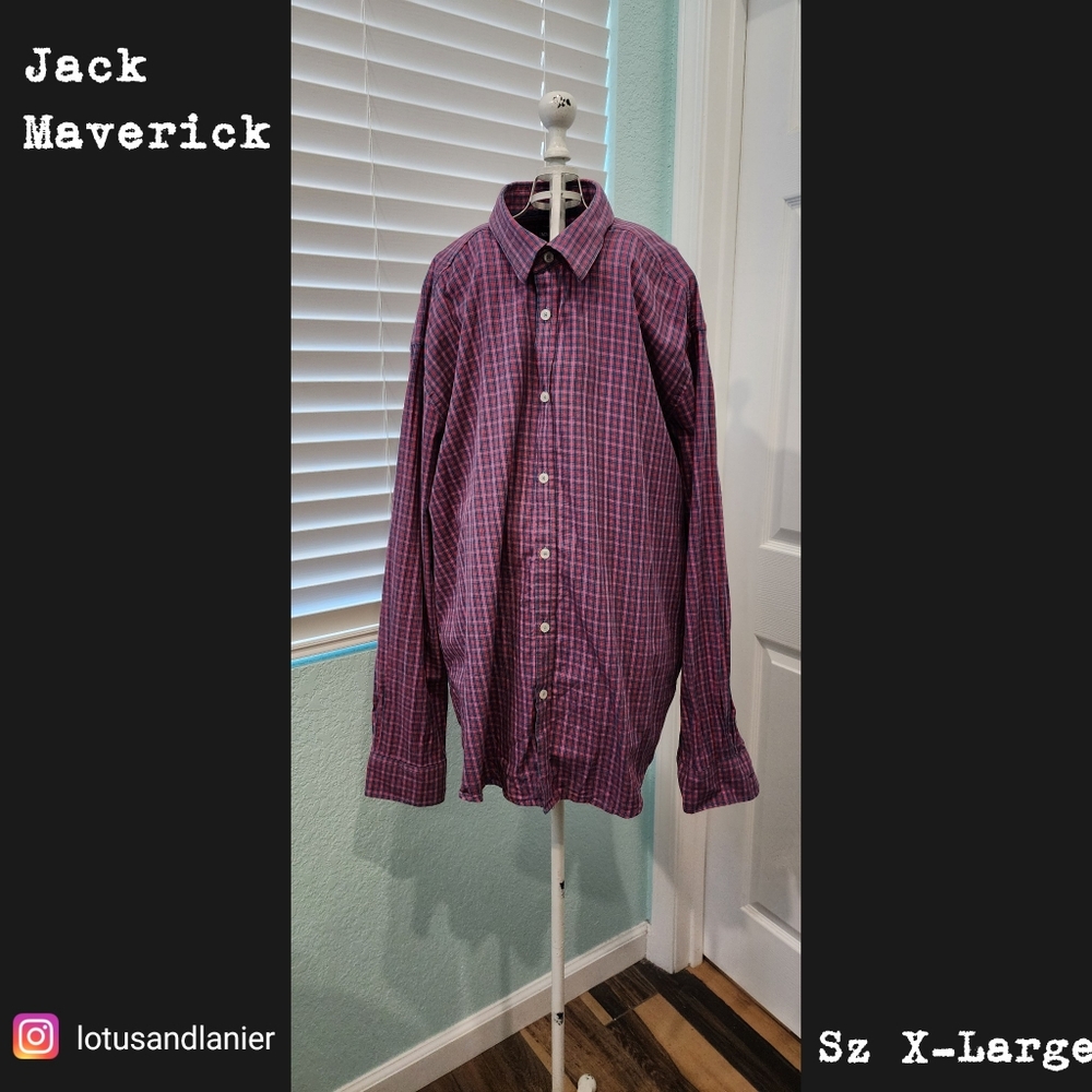Jack Maverick Men's Plaid Casual Button Down Shirt Sz XL